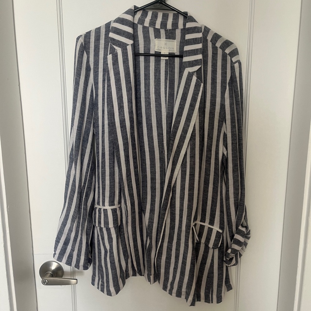 Stripped linen blazer